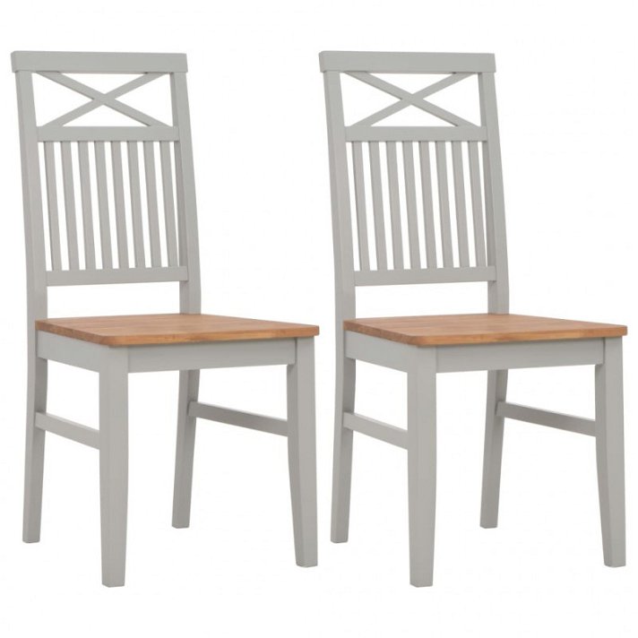 Set di sedie di betulla con seduta quercia grigio Vida XL