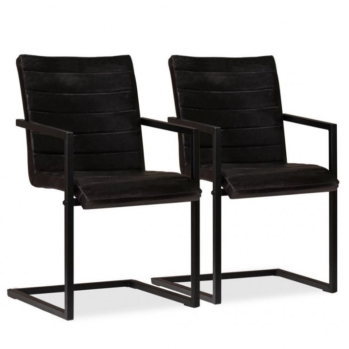 Conjunto de cadeiras rétro de couro com apoio para braços antracite Vida XL