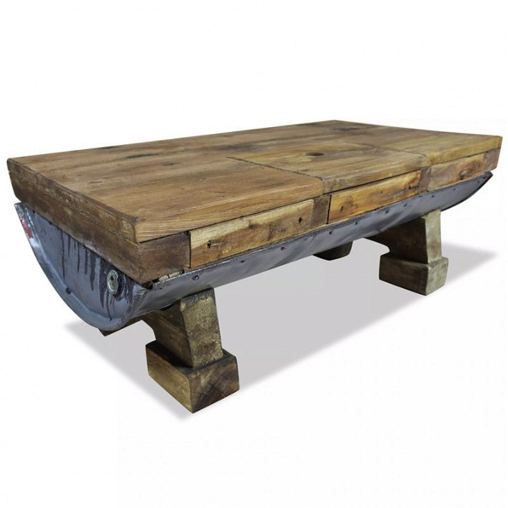 Tavolino di legno e barile riciclati Vida XL