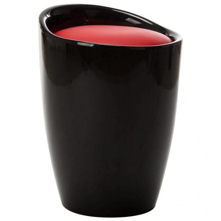 Tamborete preto e assento de couro sintético vermelho Vida XL