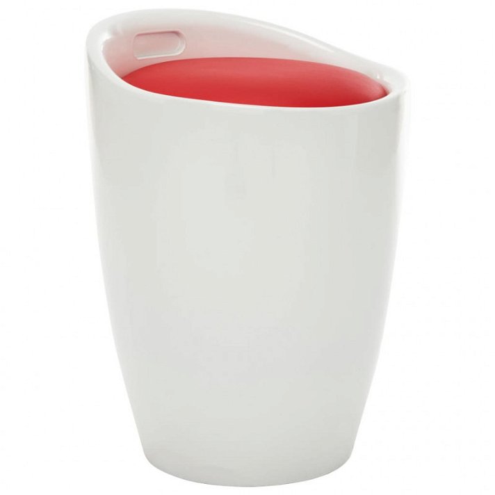 Tamborete branco e assento de couro sintético vermelho Vida XL
