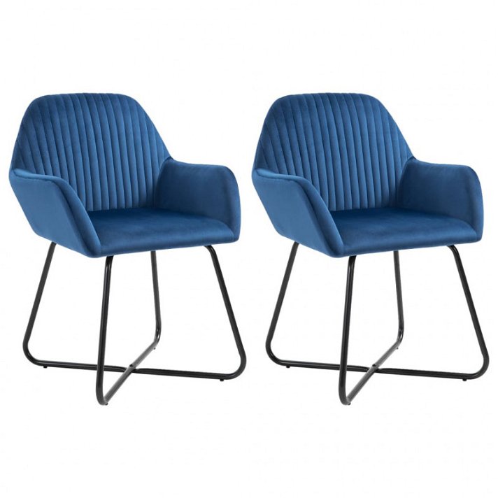 Lot de chaises modernes en velours bleu Vida XL