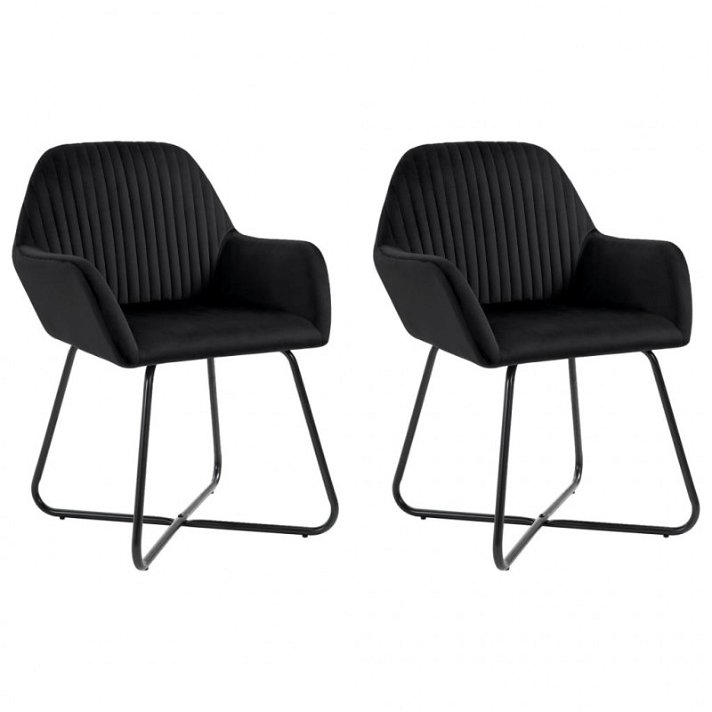 Set di sedie moderne di velluto nero Vida XL