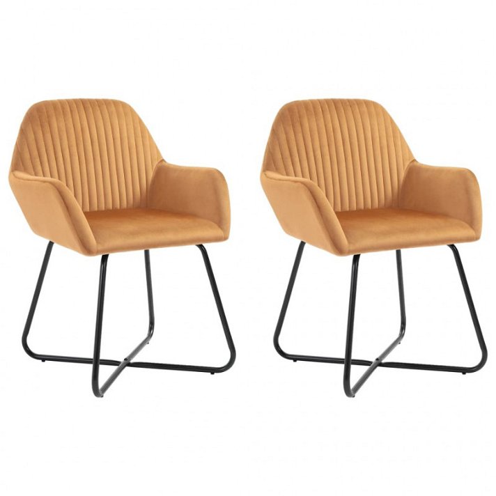 Set di sedie moderne di velluto ocre Vida XL