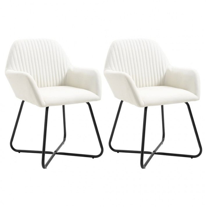 Conjunto de cadeiras modernas de tecido com apoio para braços creme Vida XL