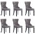 Set of 6 dining chairs made of wood and grey velvet VidaXL
