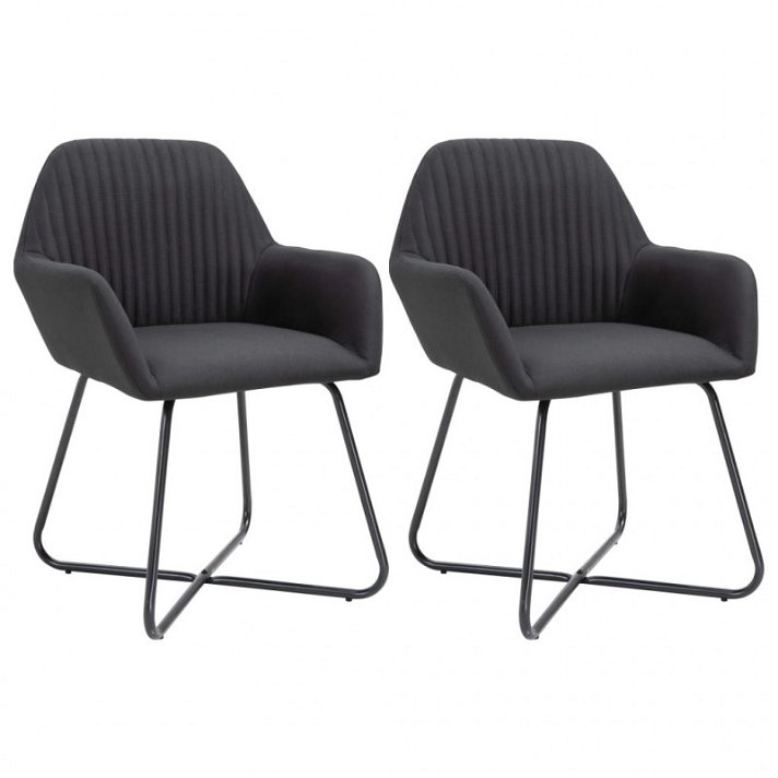 Set di sedie moderne di tessuto con braccioli nero Vida XL