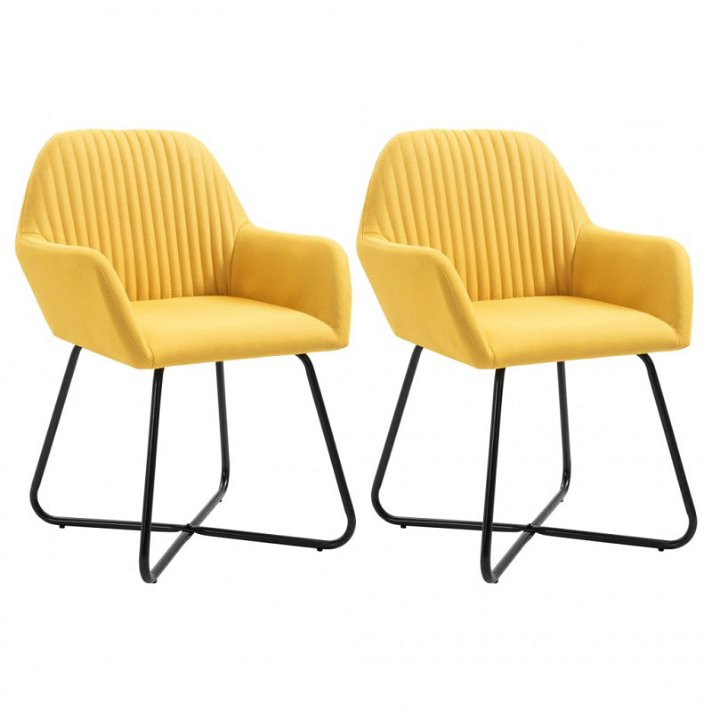 Conjunto de cadeiras modernas com apoio para braços amarelo Vida XL