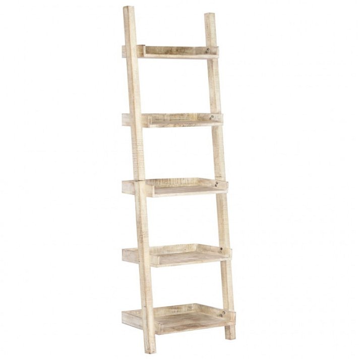 Estante escada branca 75x37x205cm madeira maciça de mangueira Vida XL