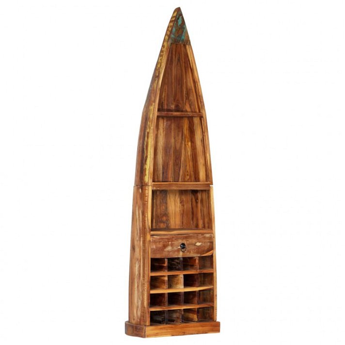 Garrafeira rústica fabricada em madeira maciça reciclada de acabamento natural Vida XL