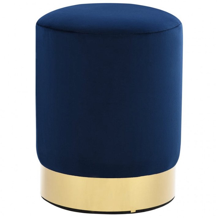 Taburete tapizado en terciopelo azul y base de metal dorada Vida XL