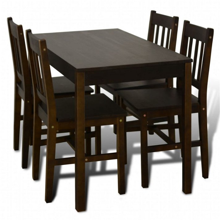 Ensemble table et 4 chaises en bois marron Vida XL
