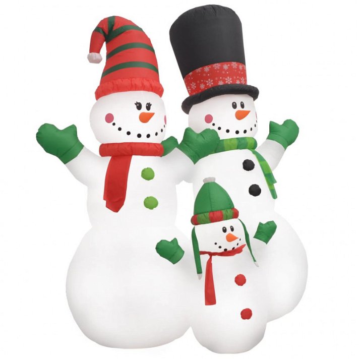 Famiglia di pupazzi di neve gonfiabili con luci LED 240 cm di colore bianco Vida XL
