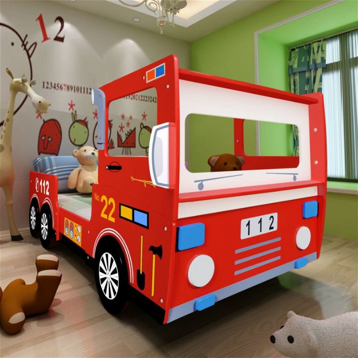 Cama para niños camión de bomberos 200x90cm rojo Vida XL