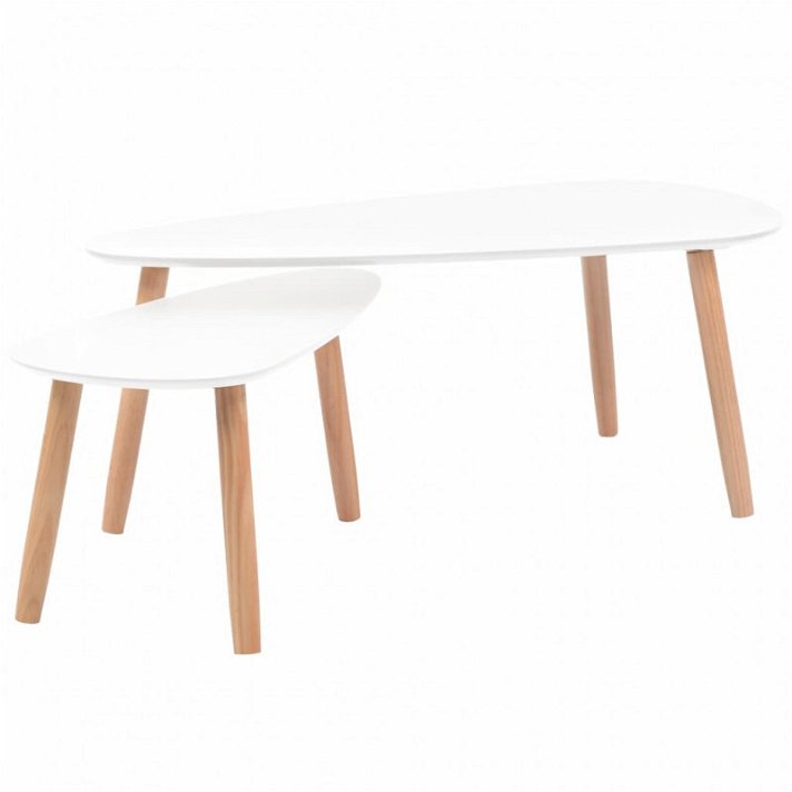 Set di tavoli bianchi di pino Vida XL