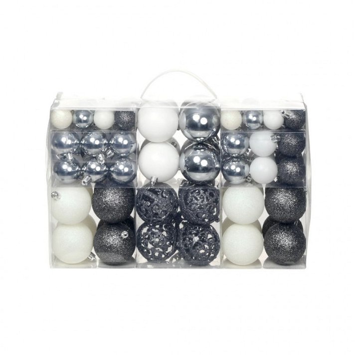Bolas de navidad 100 piezas de plástico con acabados en colores blanco y gris Vida XL