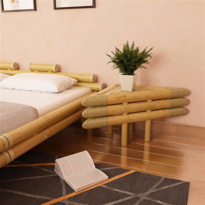 Conjunto de mesas de cabeceira de 60 cm de bambu natural Vida XL