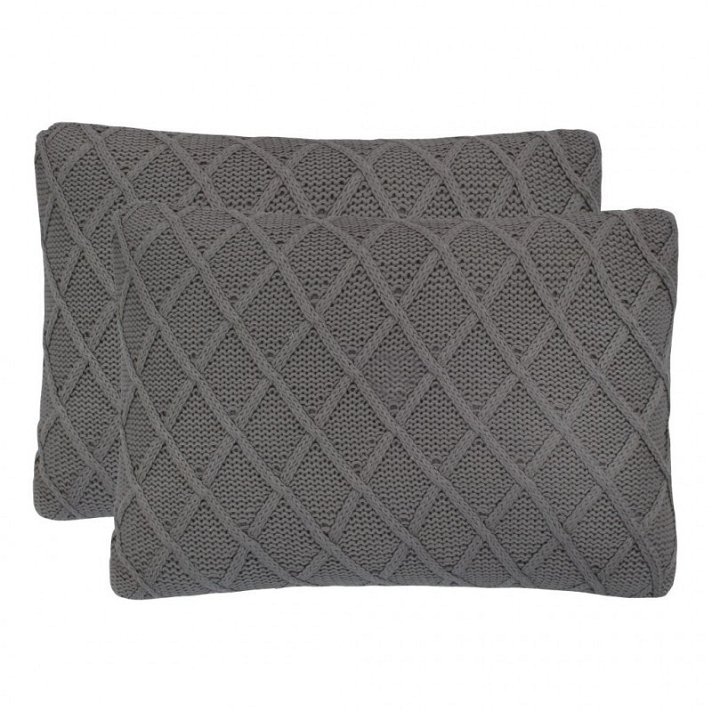 Pack de dos cojines de punto grueso hechos de tela de algodón 60x40 cm color gris oscuro Vida XL