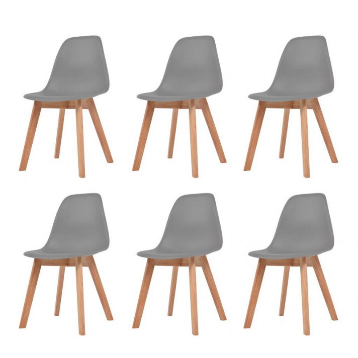 Cadeiras de jantar 6 unidades de plástico cinzento Vida XL