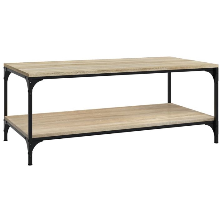 Mesa de centro fabricada en madera contrachapada y acero con acabado en color roble Sonoma VidaXL