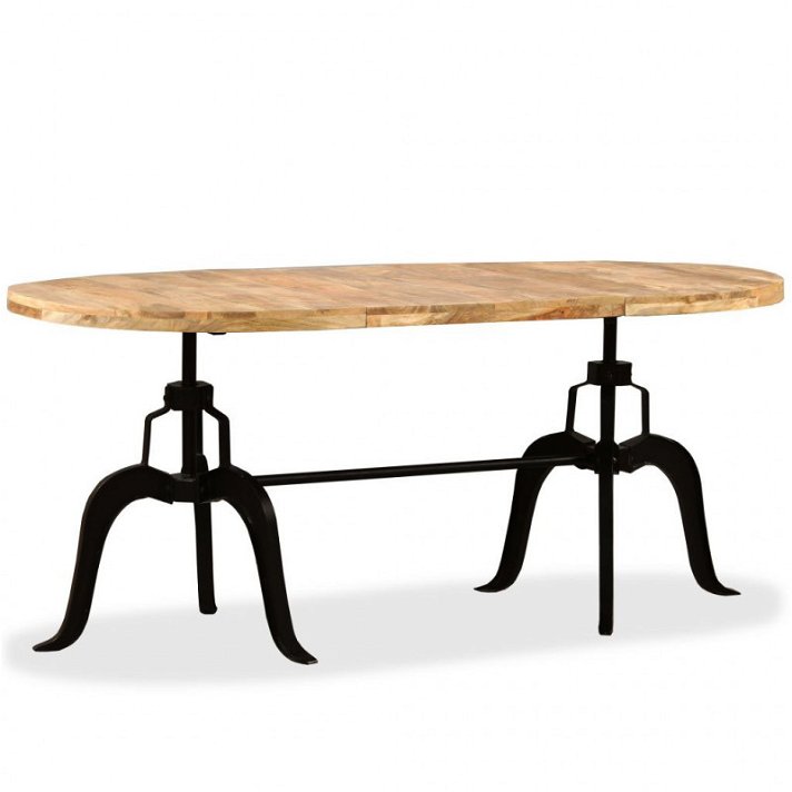 Mesa de sala de jantar de madeira maciça de mangueira e aço 180 cm Vida XL