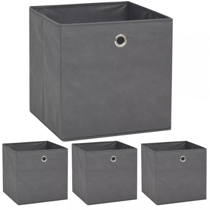 Set de 4 cajas para almacenaje fabricadas en textil no tejido de 32 cm y en color gris Vida XL