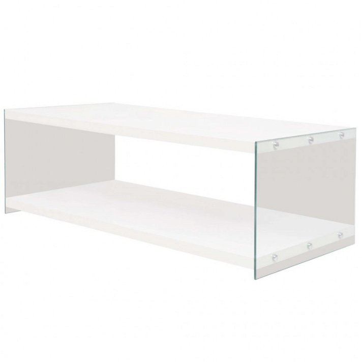 Mesa de centro con estante vidrio y MDF blanco brillante Vida XL