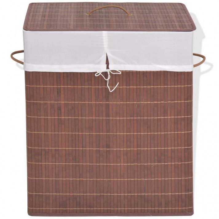 Cesto rectangular para la ropa con forro extraíble 40x60 cm color marrón Vida XL