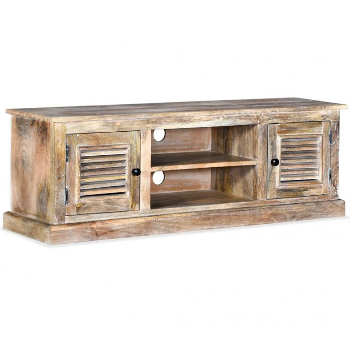 Mueble para la TV hecho de madera maciza de mango con 2 armarios y 2 estantes 120x40x30 cm Vida XL