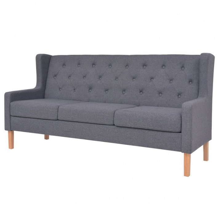 Sofá de 3 plazas de 180 cm color gris fabricado en madera y tapizado en tela Vida XL