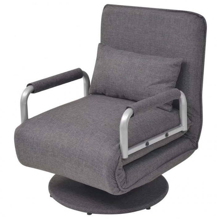 Cadeira reclinável giratória e sofá-cama em tecido cinzento-escuro Vida XL
