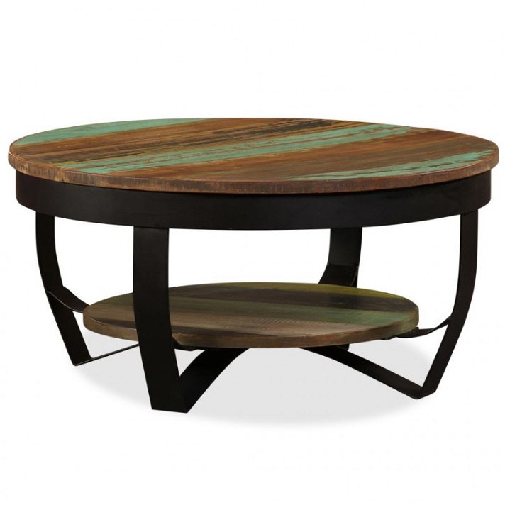 Table ronde multifonctionnelle en bois recyclé Vida XL