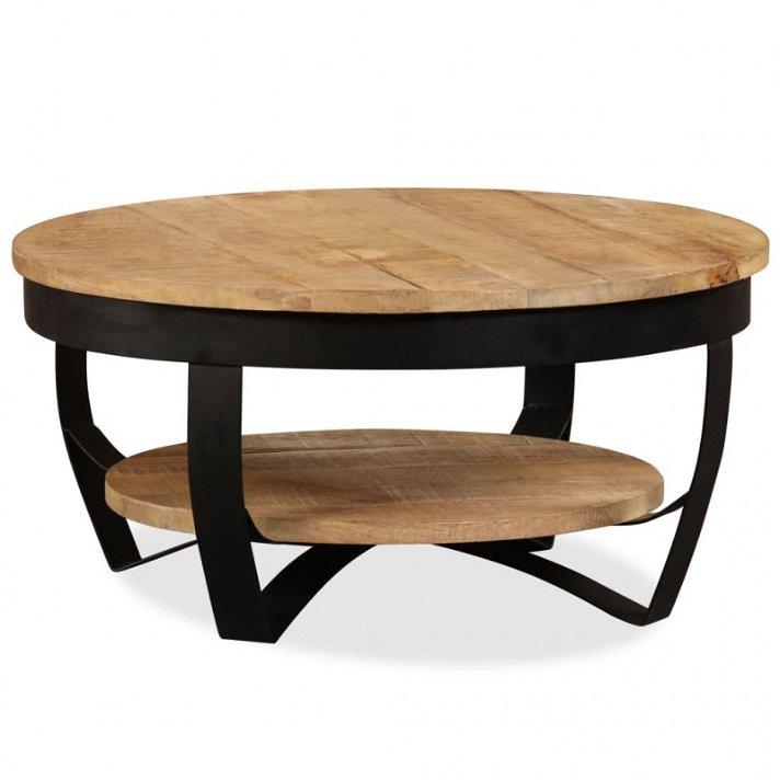 Mesa multifuncional redonda de 65 cm de diâmetro de madeira de mangueira e aço Vida XL
