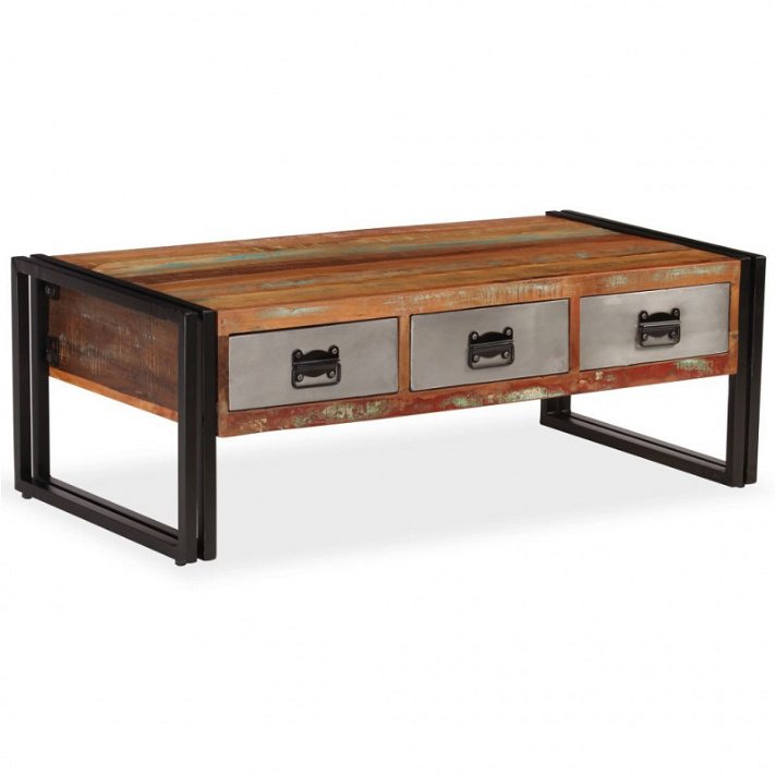 Mesa auxiliar vintage de madera reciclada y acero Vida XL