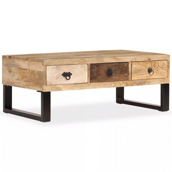 Tavolino vintage in legno di mango e acciaio Vida XL