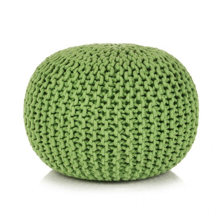 Pouf tricoté fait main au design circulaire et rembourrage en caoutchouc mousse 50 cm vert Vida XL