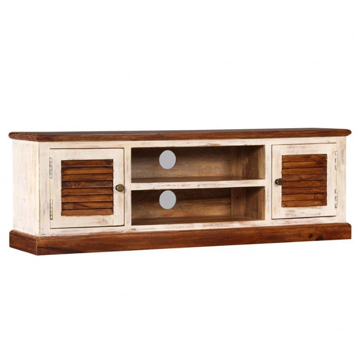 Mueble para TV fabricado de madera de sheesham con acabado de color madera VidaXL