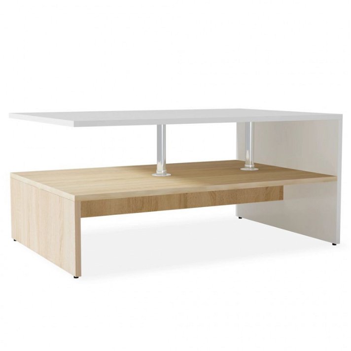 Table d'appoint moderne en chêne et blanc Vida XL
