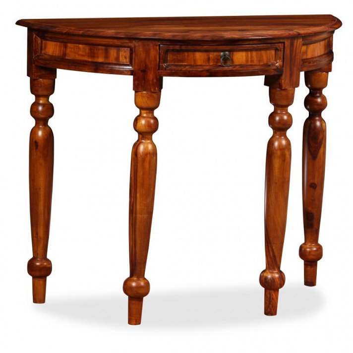 Table console semi-circulaire de 90 cm fabriquée en bois de sheesham massif VidaXL