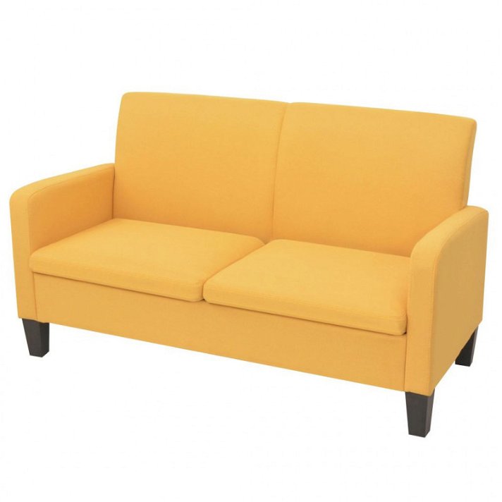 Sofá de 2 lugares de 135 cm de cor amarela, feito de madeira de pinho e tecido Vida XL