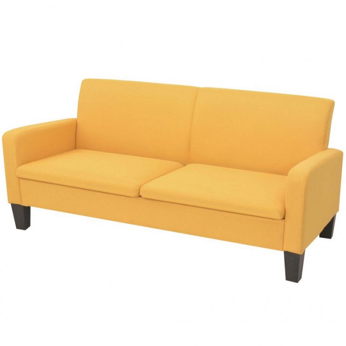 Sofá de 3 plazas de 180 cm color amarillo fabricado en madera de pino y tela Vida XL