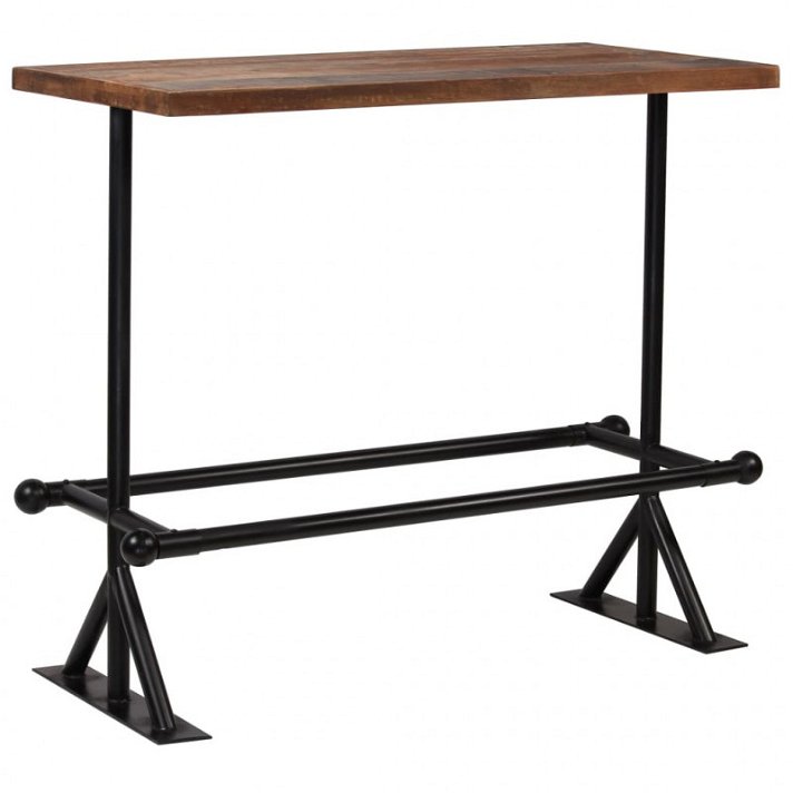 Mesa de madera maciza reciclada rectangular marrón oscuro Vida XL