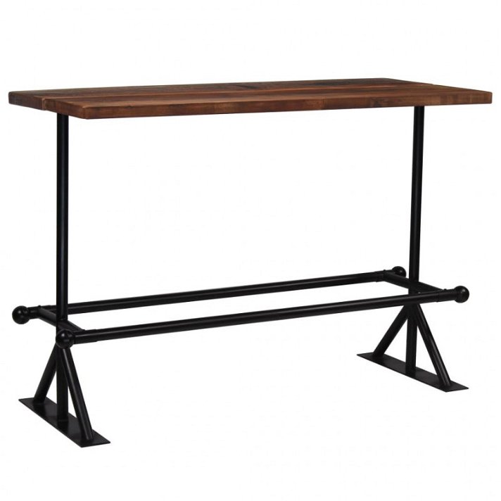 Mesa rectangular de madera reciclada marrón oscuro Vida XL