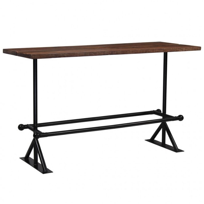 Tavolo alto in legno massiccio riciclato marrone scuro e acciaio Vida XL
