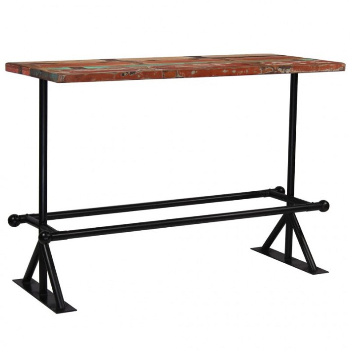 Tavolo alto rettangolare in legno massiccio riciclato e acciaio Vida XL