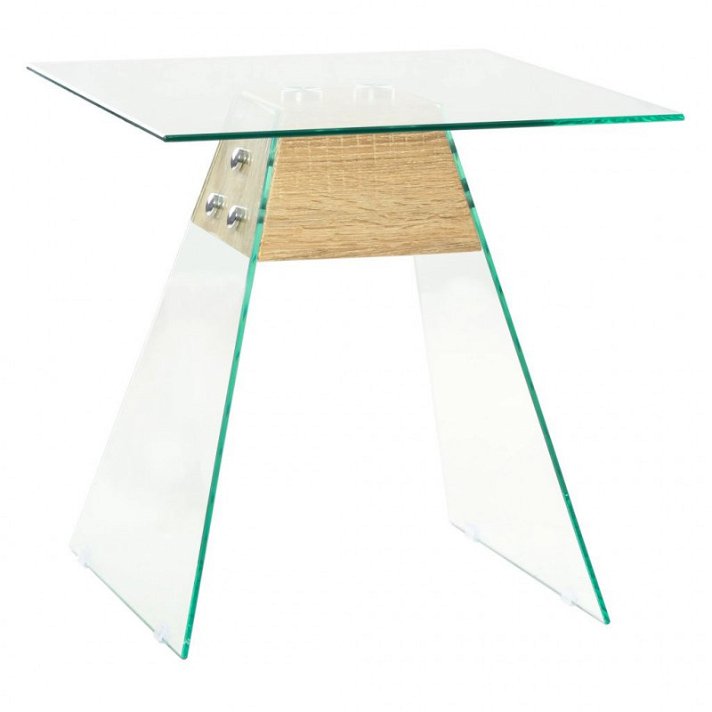 Tavolino in MDF e vetro color rovere Vida XL