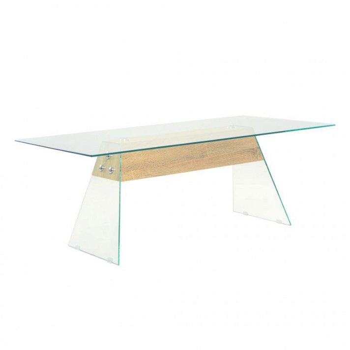 Tavolino rettangolare in MDF e vetro color rovere Vida XL