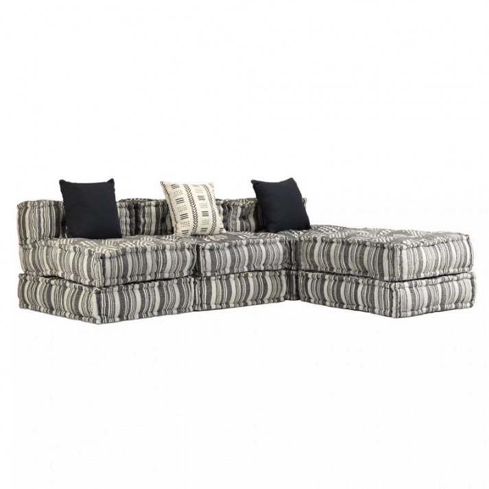 Canapé-lit avec repose-pieds en tissu rayé Vida XL