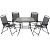 Conjunto de sillas y mesa para jardín de acero tela de malla y cristal templado en acabado color negro y gris Outsunny
