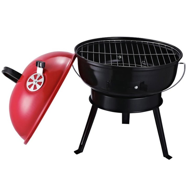 Barbacoa para camping de carbón hecha en hierro con un acabado en color rojo y negro Outsunny